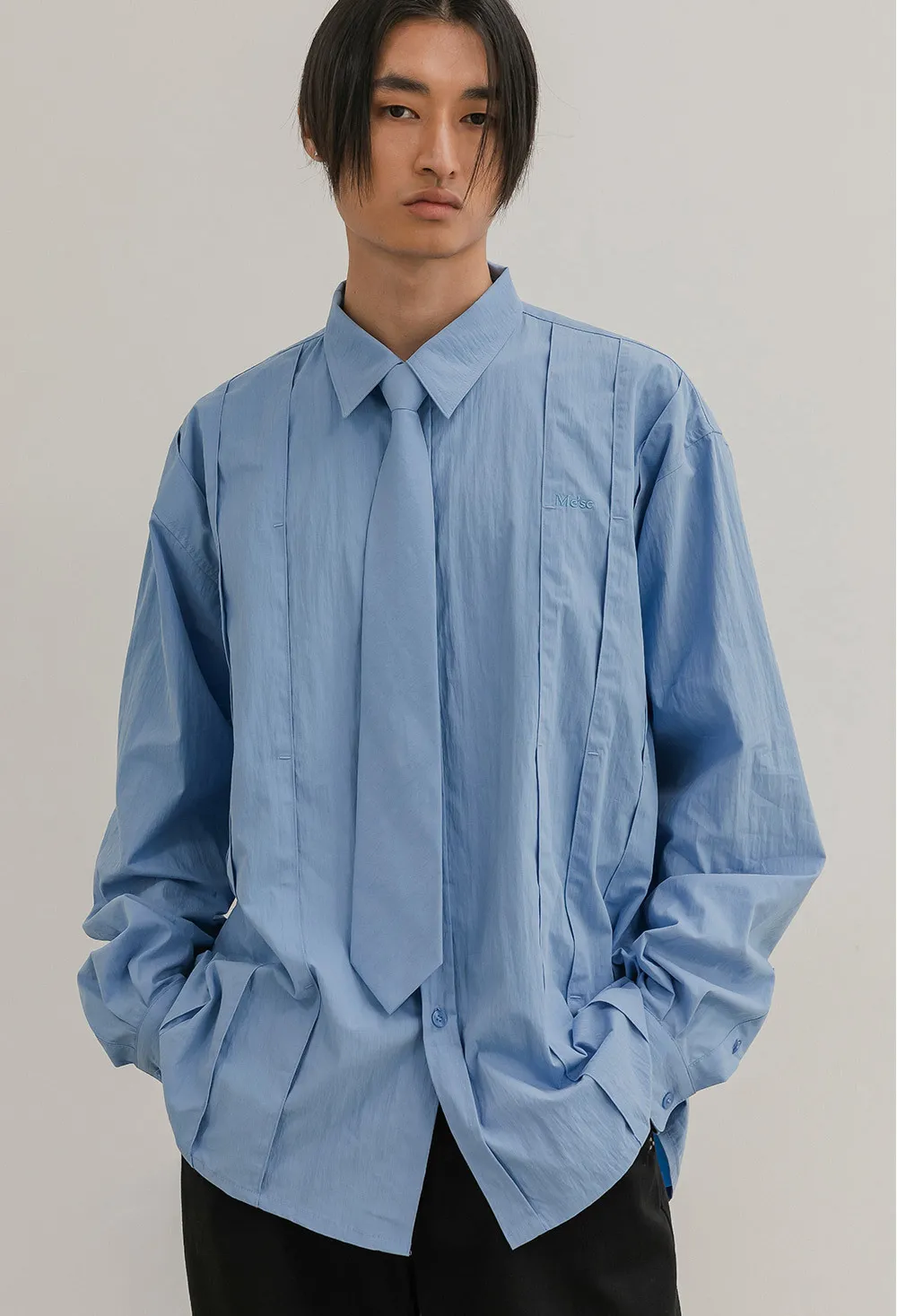 ESC STUDIO  |●ESC STUDIO● peach washing pintuck tie shirt (3color)