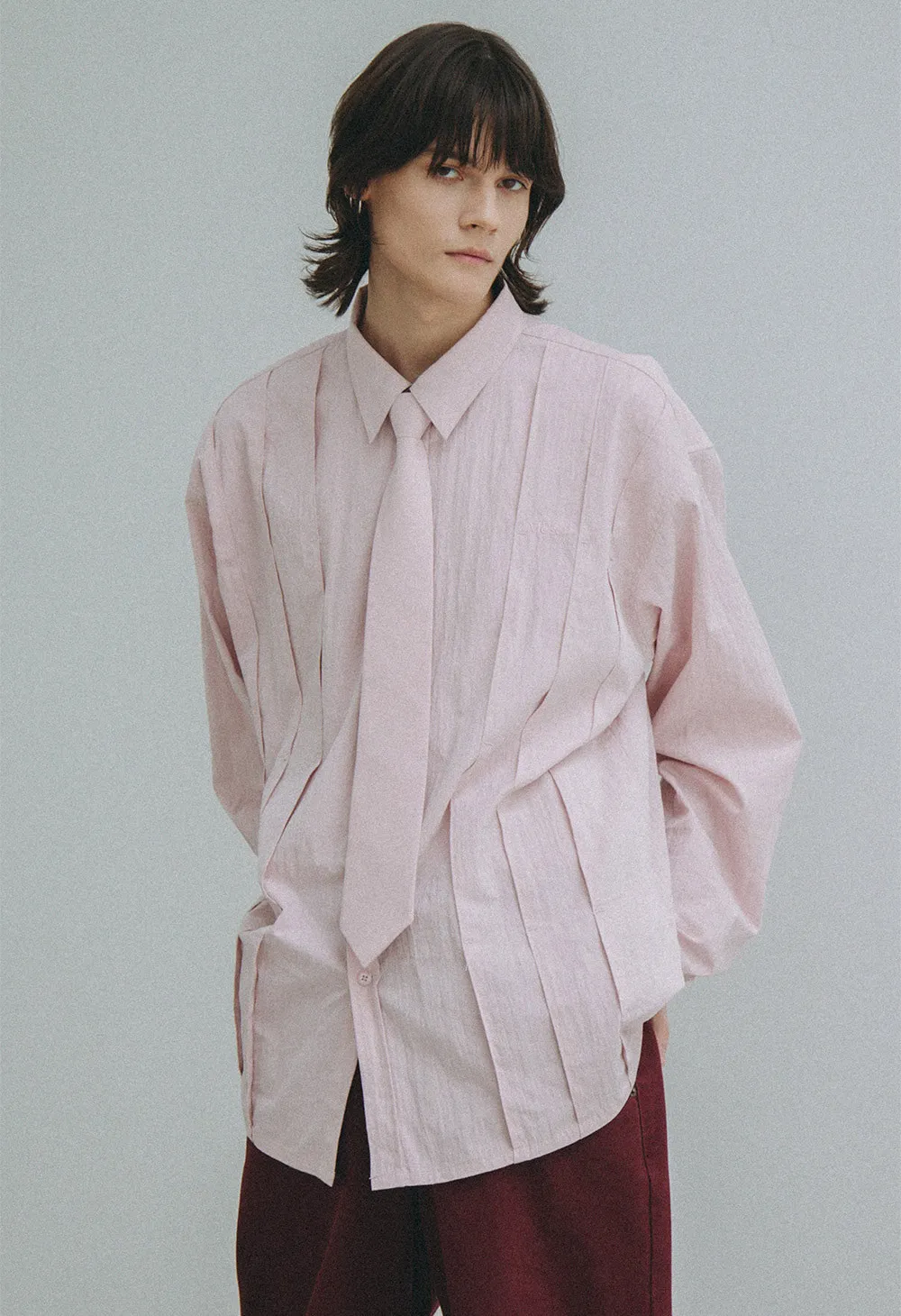 ESC STUDIO  |●ESC STUDIO● peach washing pintuck tie shirt (3color)