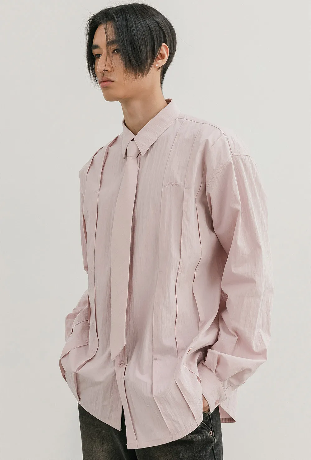 ESC STUDIO  |●ESC STUDIO● peach washing pintuck tie shirt (3color)