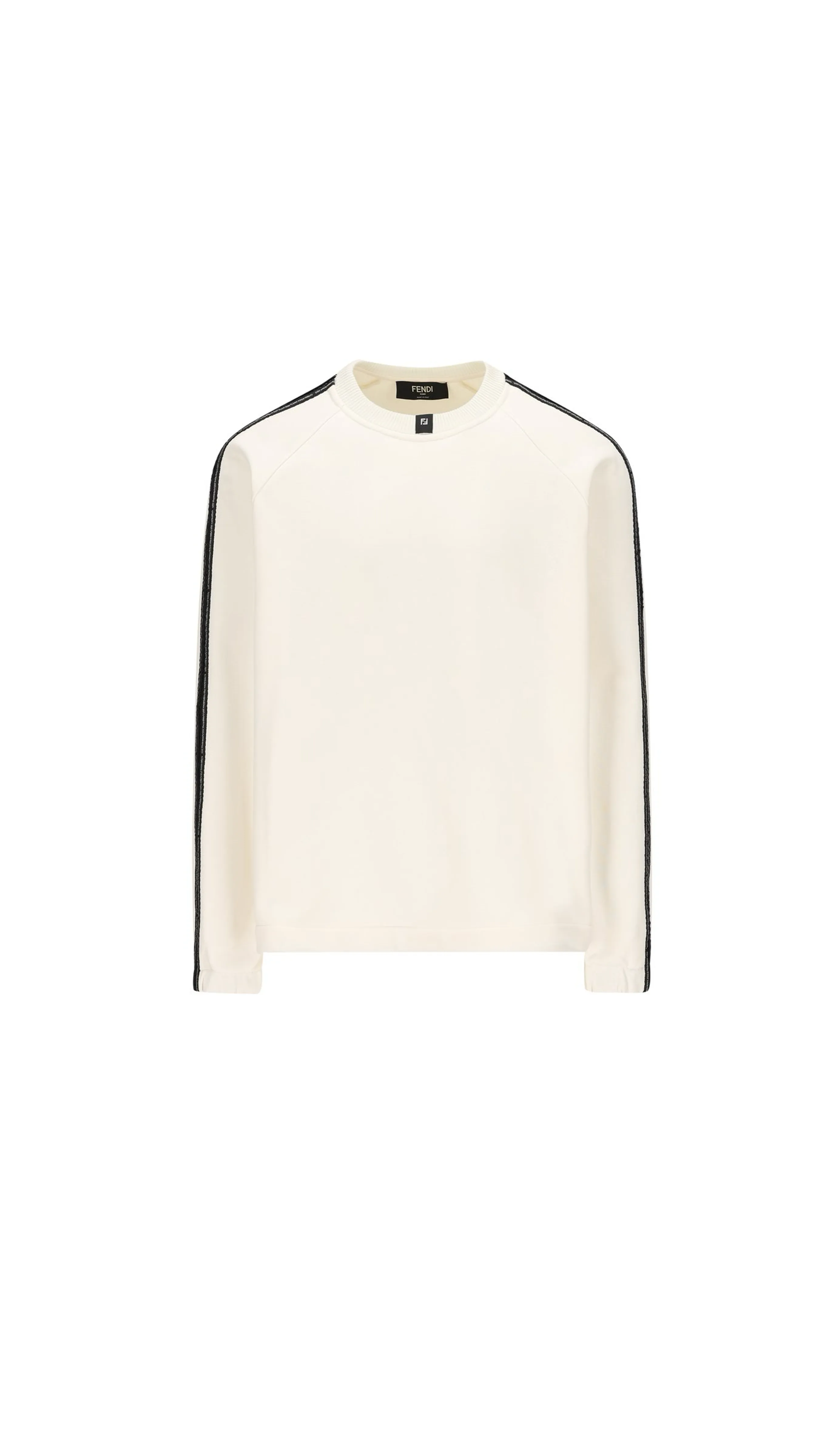 Fendi Striped-Detail Crewneck Sweatshirt - White