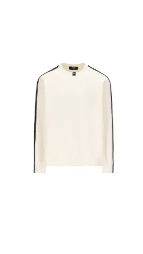 Fendi Striped-Detail Crewneck Sweatshirt - White