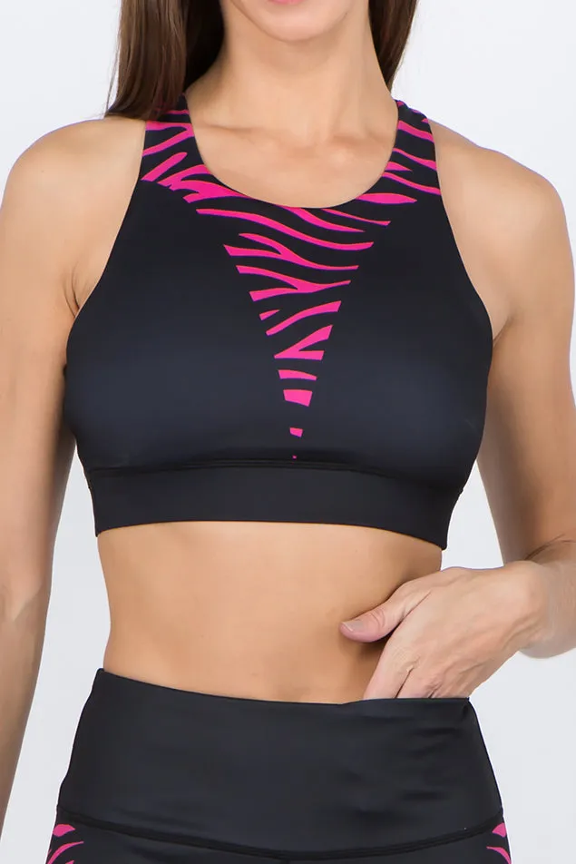 Find Your Wild Zebra Print Workout Sports Bra