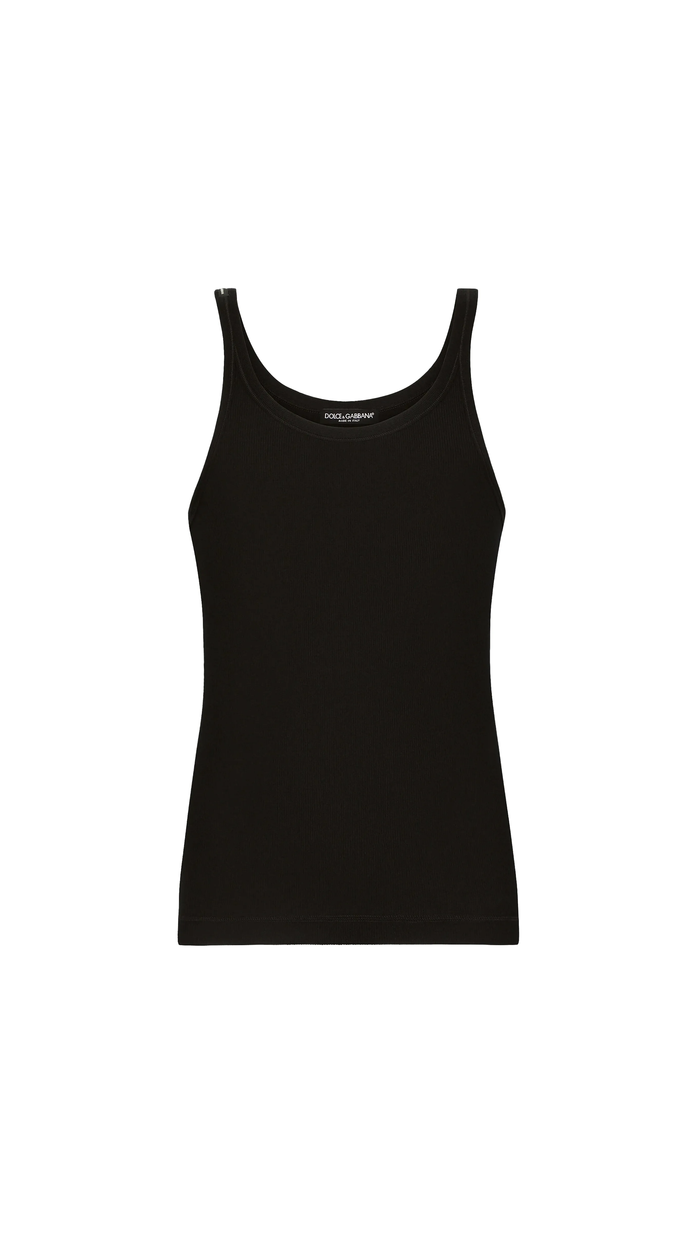 Fine-rib Washed Cotton Singlet - Black