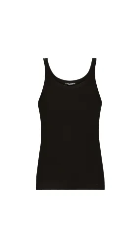 Fine-rib Washed Cotton Singlet - Black