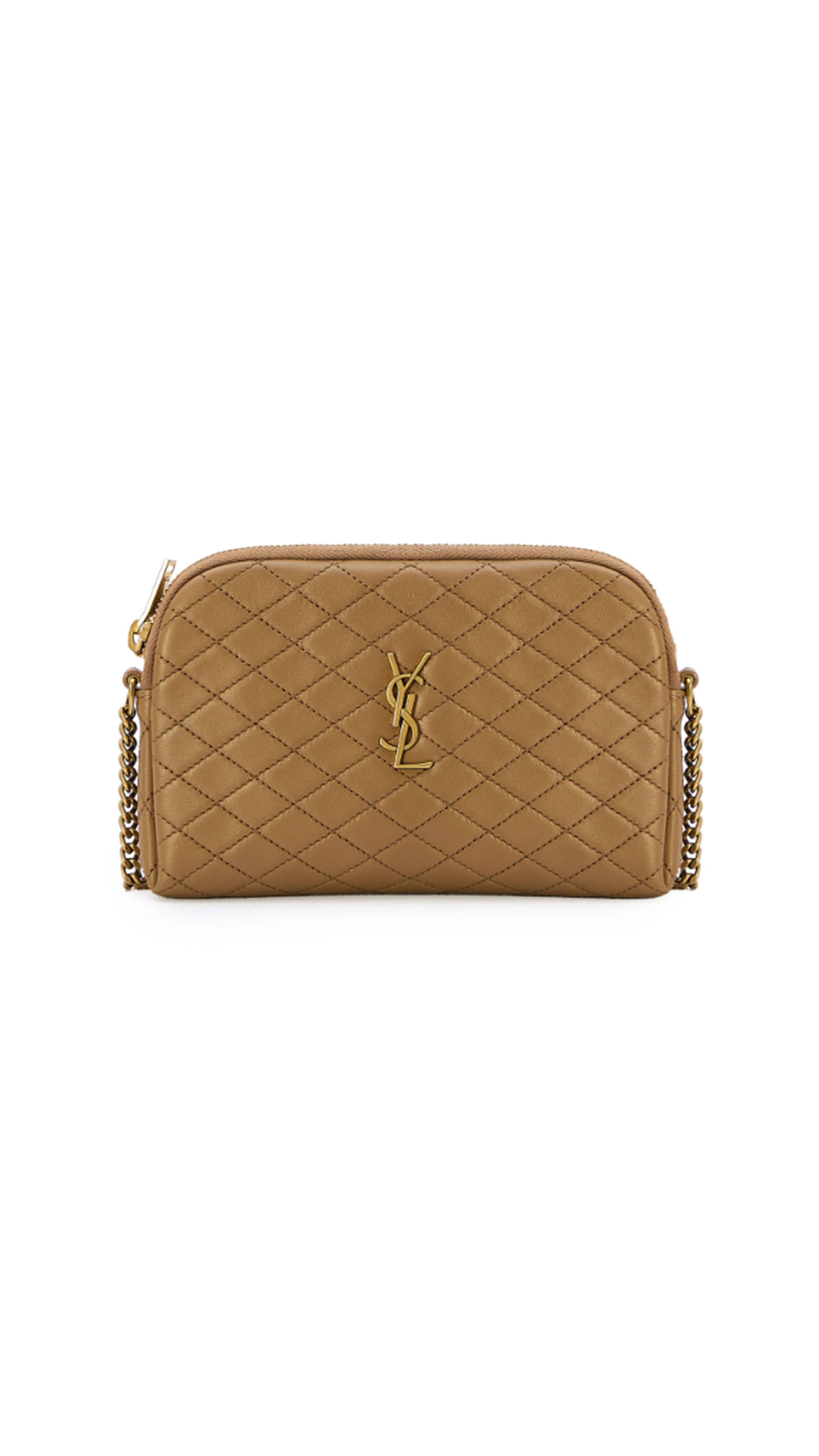 Gabby Zip Pouch in Quilted Lambskin - Dark Cork