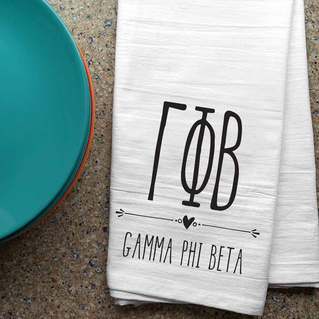 Gamma Phi Beta Sorority Kitchen Towel with Boho Design