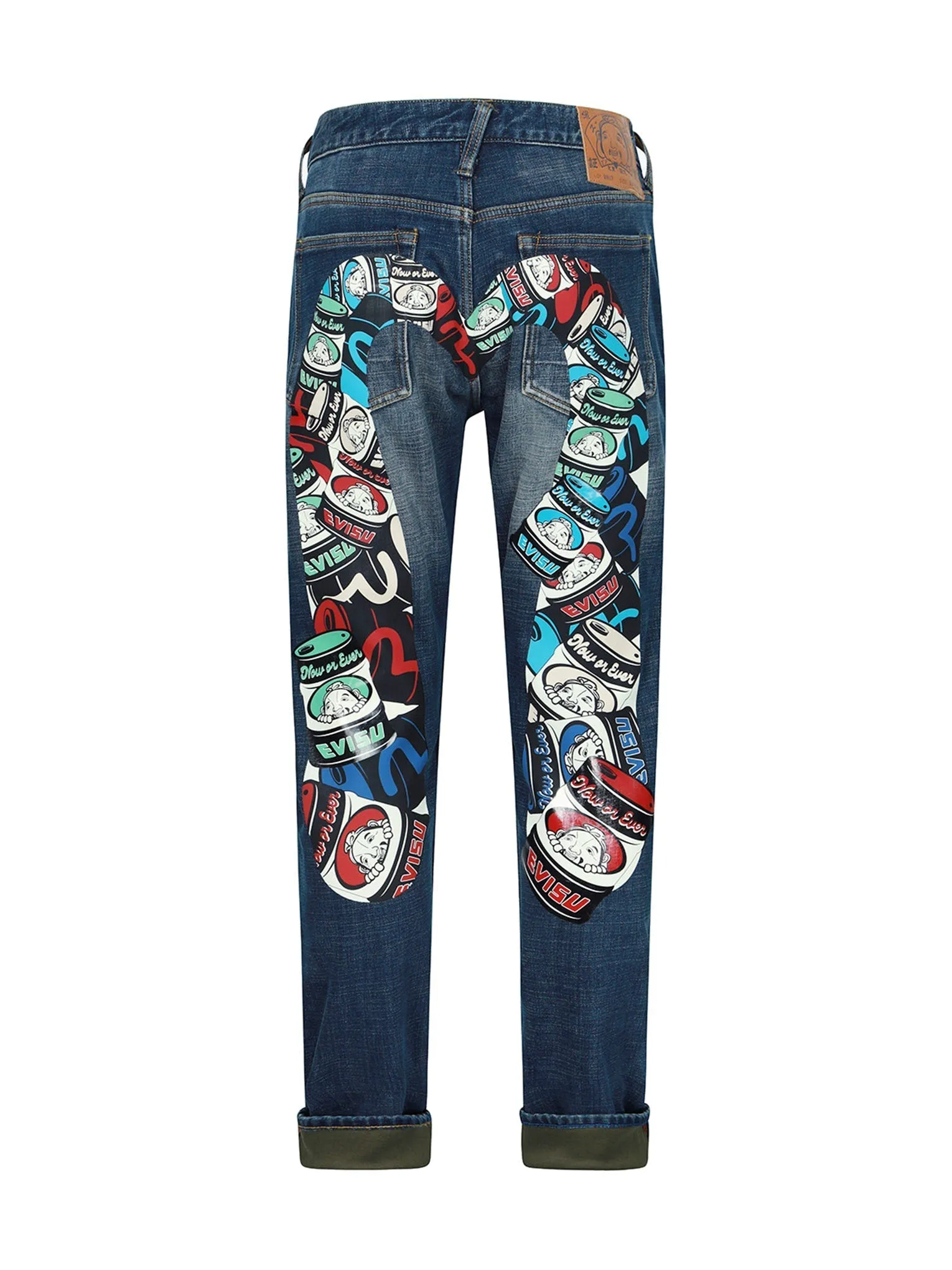 Godhead and Oil Barrel-Pattern Daicock Print Carrot Fit Jeans #2017