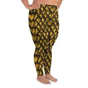 Gold Dragon Scale Plus Size Leggings