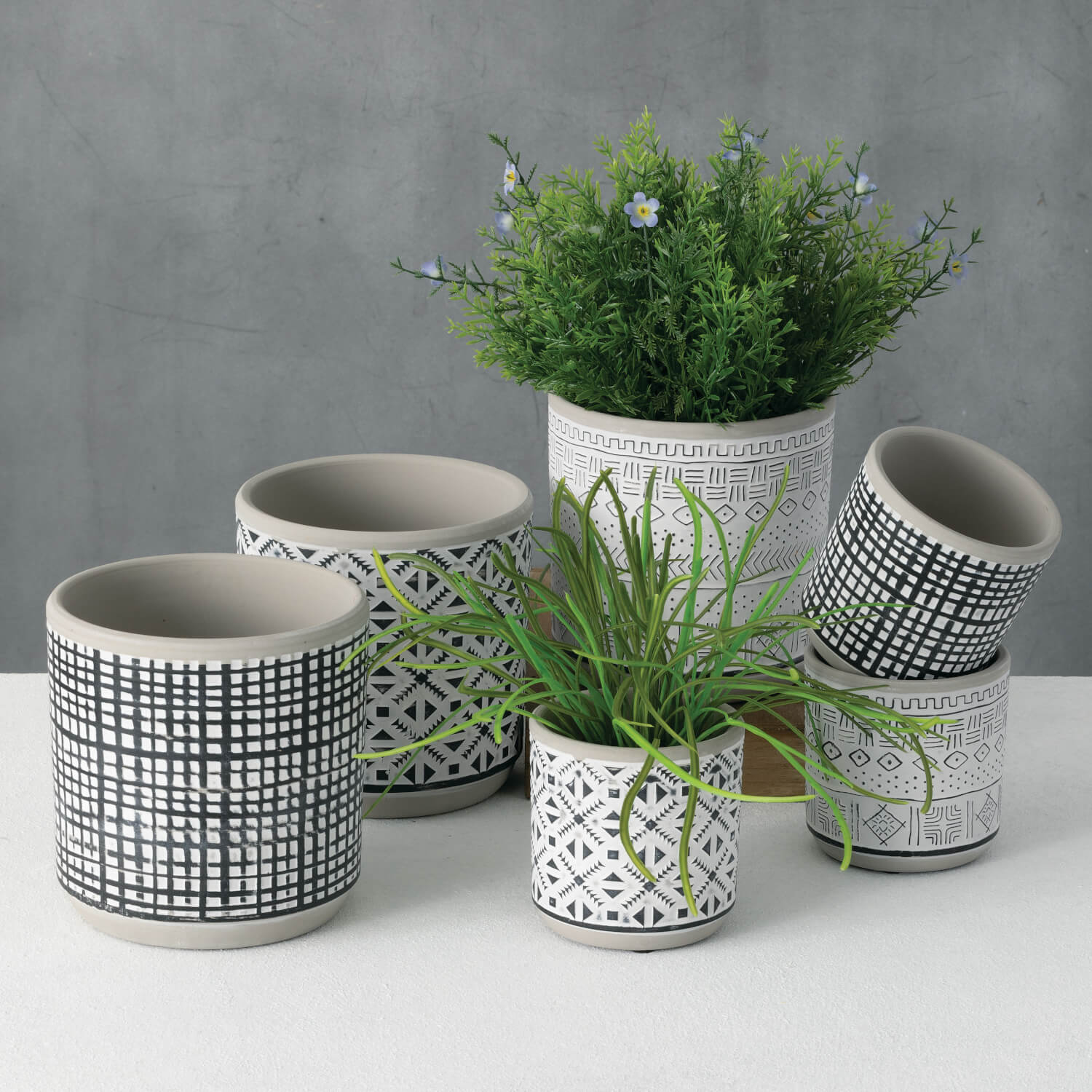 Gray Patterned Pot 3/Asst