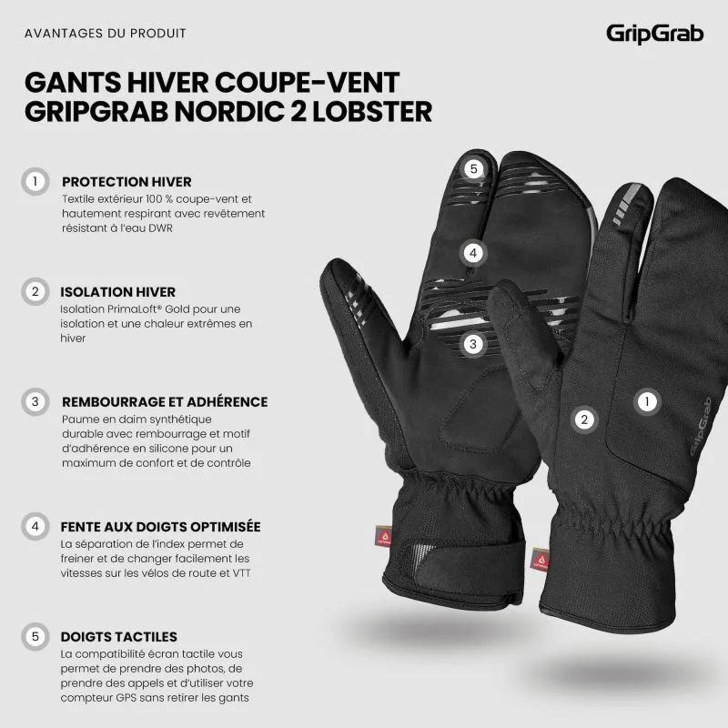 GripGrab  Nordic 2 Windproof Deep Winter Lobster Gloves - Guanti ciclismo