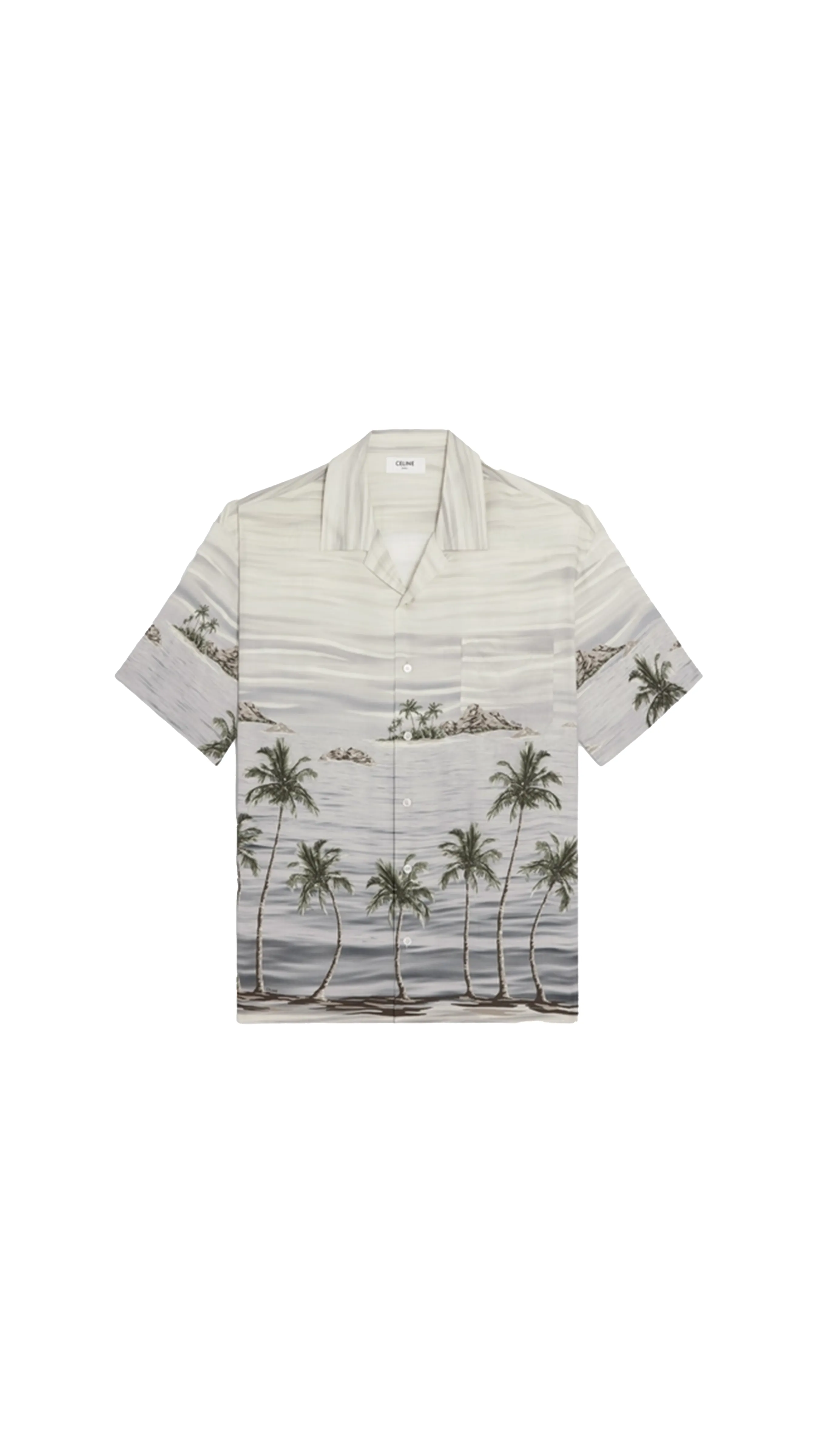 Hawaiian Shirt In Printed Viscose - Craie/Gris