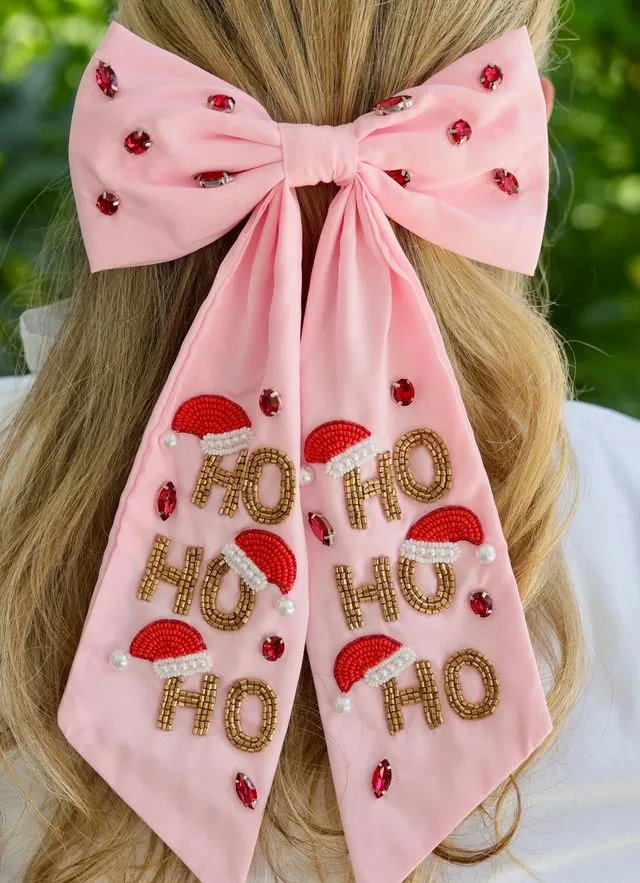 Ho Ho Ho Hair Bow PINK