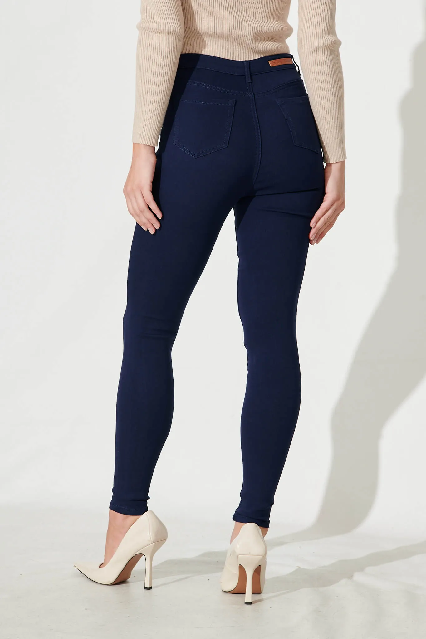 Holmes Stretch Skinny Pants In Navy Cotton Blend