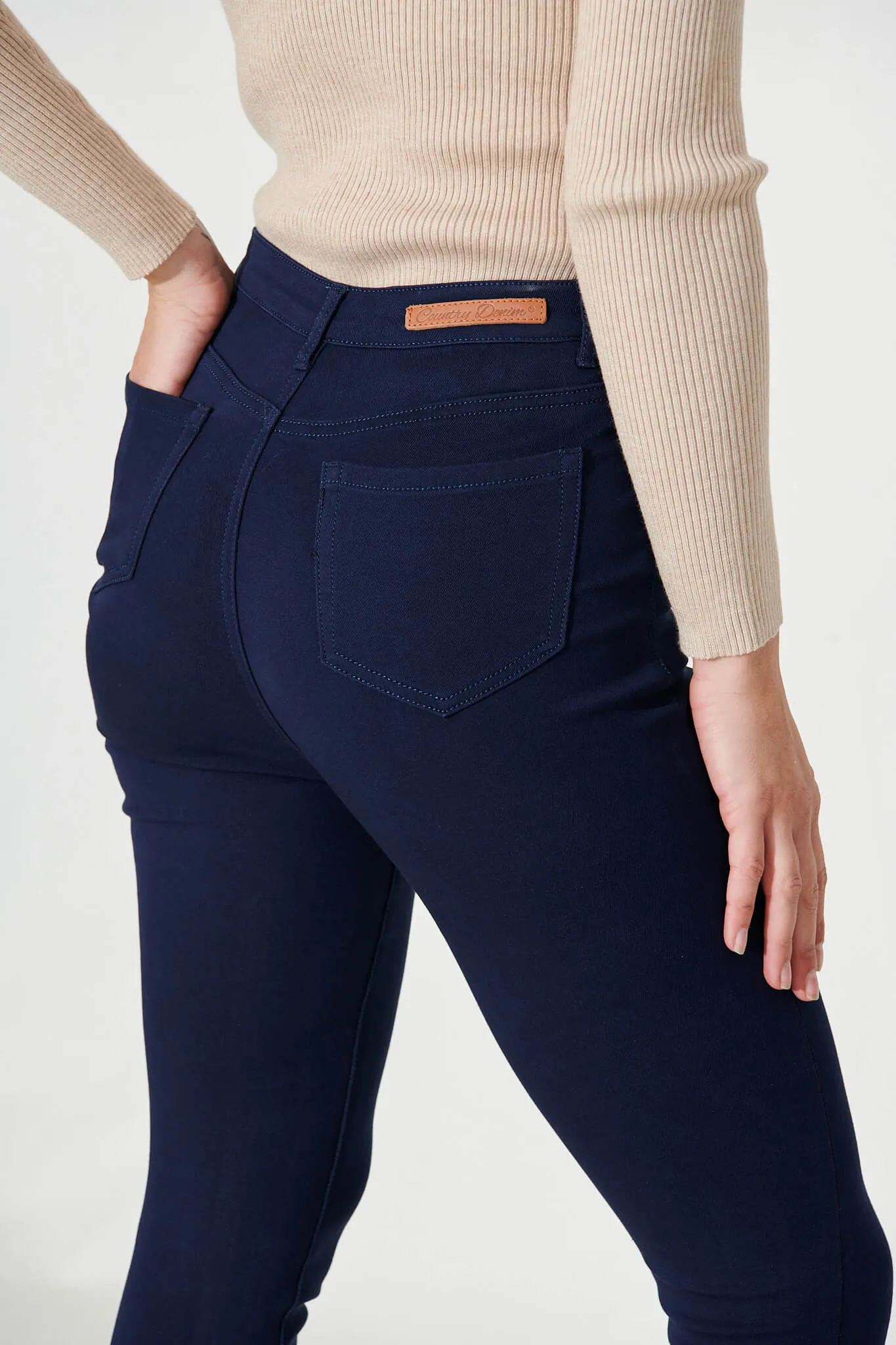 Holmes Stretch Skinny Pants In Navy Cotton Blend