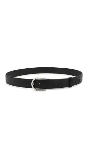 Horseshoe Buckle Printed 40MM Leather Belt - Black