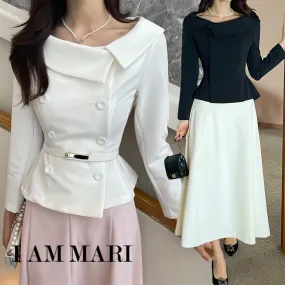 I AM MARI  |Long Sleeves Plain Party Style Office Style Elegant Style