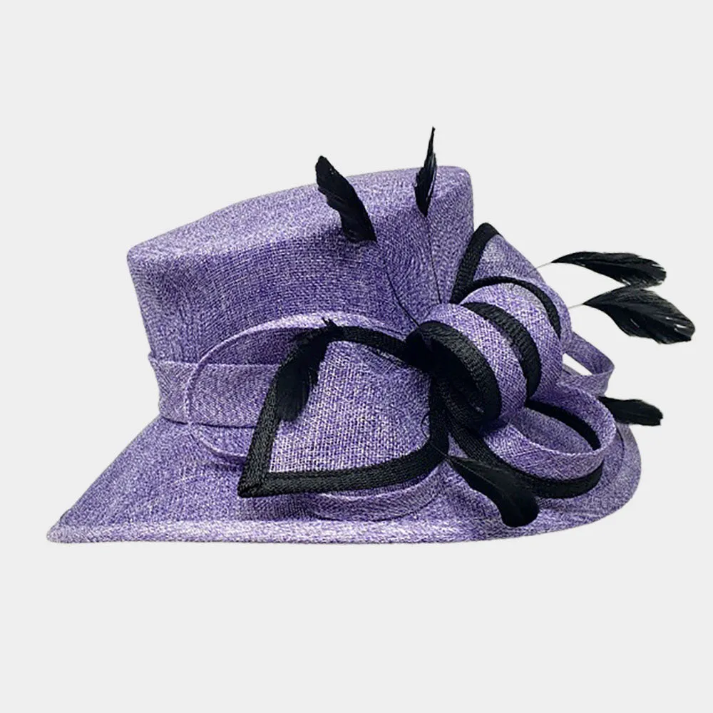 iLLASPARKZ Bow Feather Accented Sinamay Dressy Hat