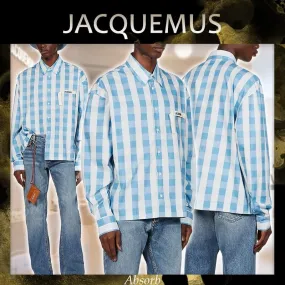 JACQUEMUS  |Gingham Street Style Long Sleeves Cotton Front Button Shirts