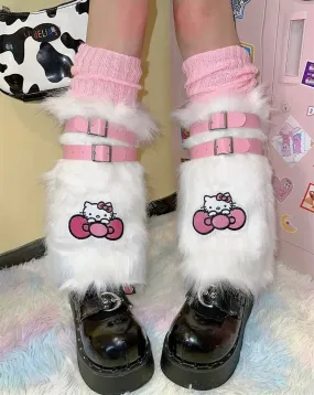 Japanese cute hello kitty y2k furry leg warmers BY100017