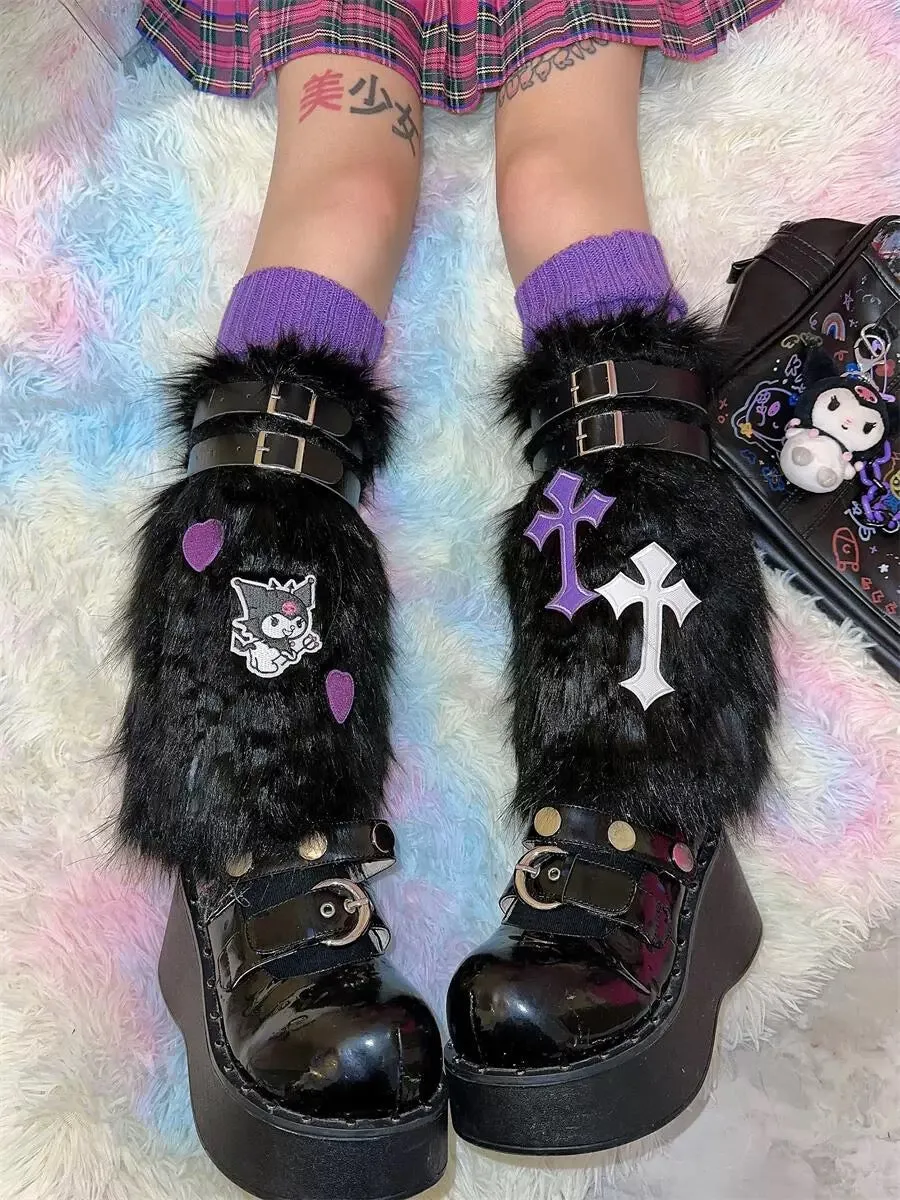 Japanese cute hello kitty y2k furry leg warmers BY100017