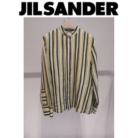 Jil Sander  |Stripes Casual Style Long Sleeves Elegant Style Outlet