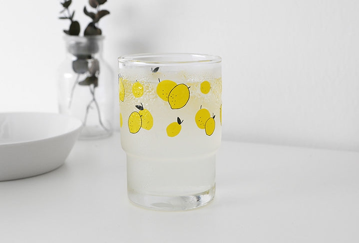 Lemon Soda illustration Graphic Clear Glasses Cups Mugs Printed Vintage 245ml Gifts Kitchen Dinnerware Cold Hot Milk Coffee Micr