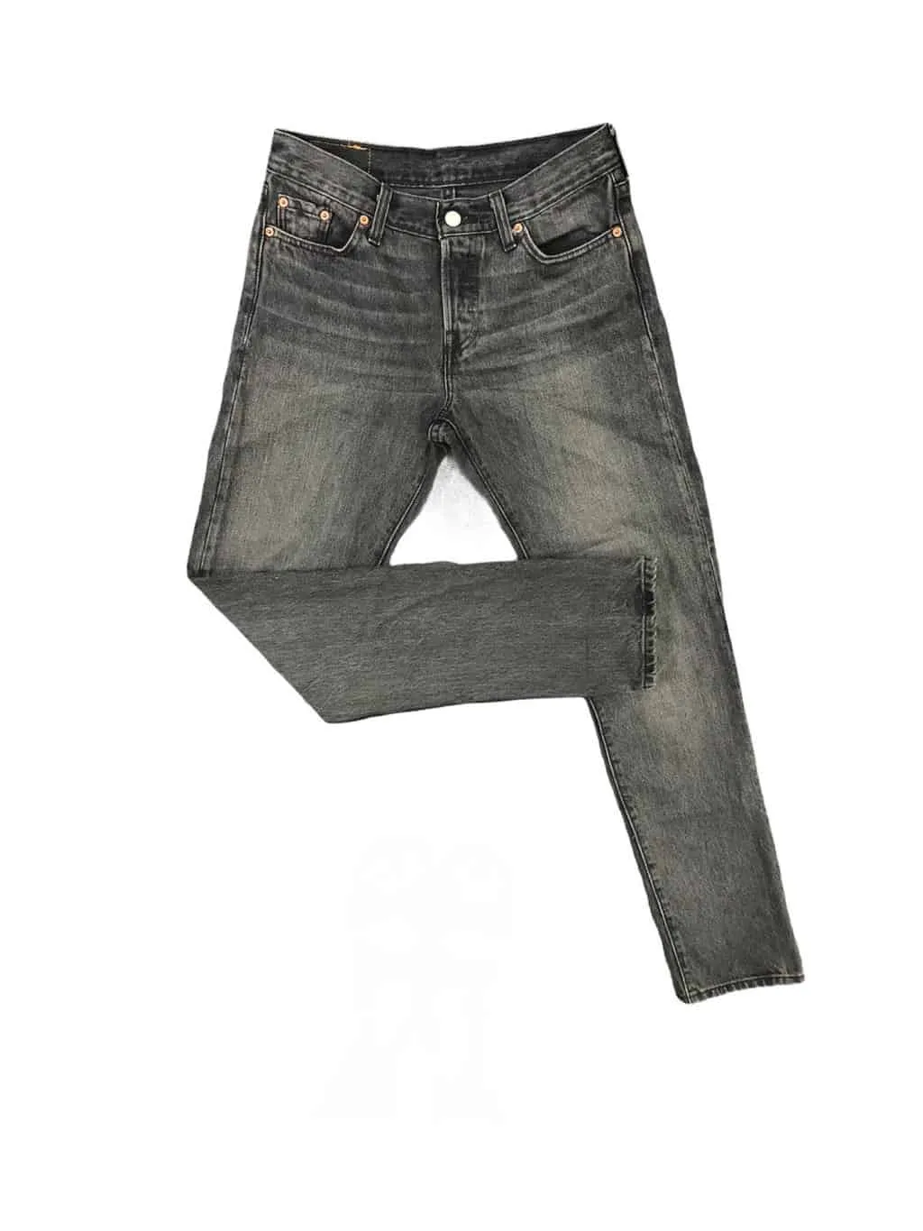 Levis 501 jeans in grey with whiskered hips, grunge style – W29 x L32