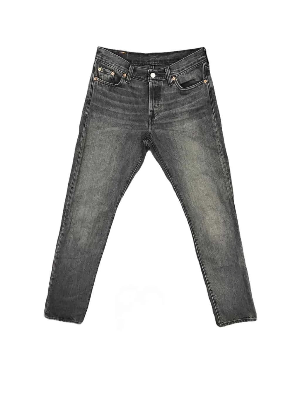 Levis 501 jeans in grey with whiskered hips, grunge style – W29 x L32