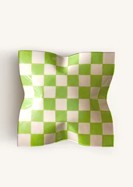 Lime Green Small Checked Handkerchief Dish