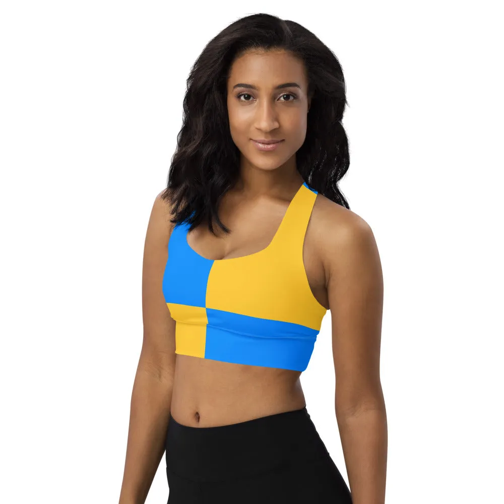 Longline sports bra Blue and Gold