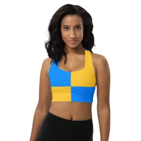 Longline sports bra Blue and Gold