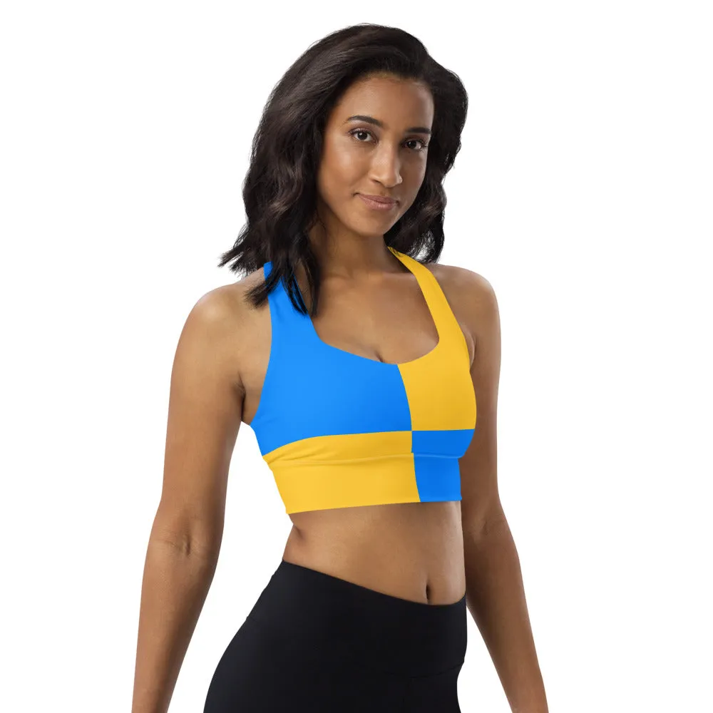 Longline sports bra Blue and Gold