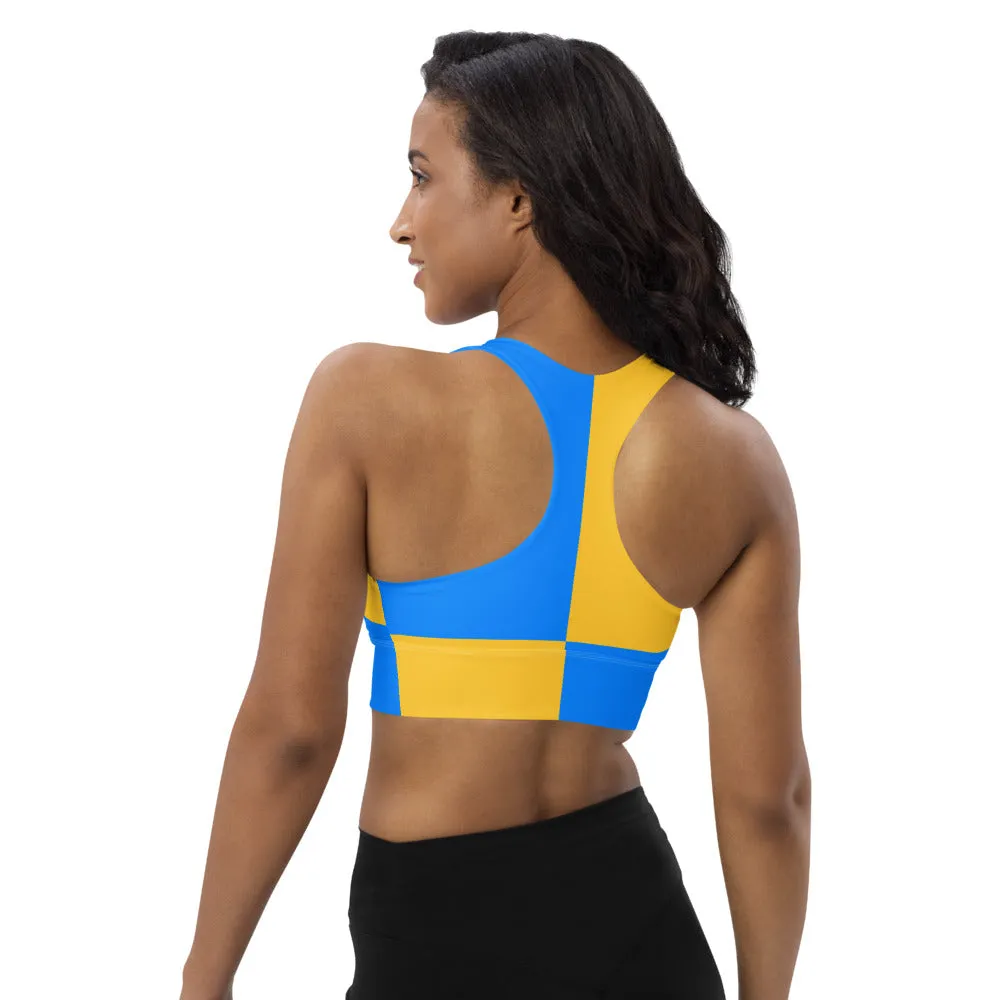 Longline sports bra Blue and Gold