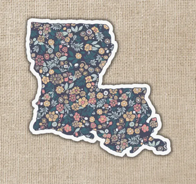 Louisiana Floral Map Sticker