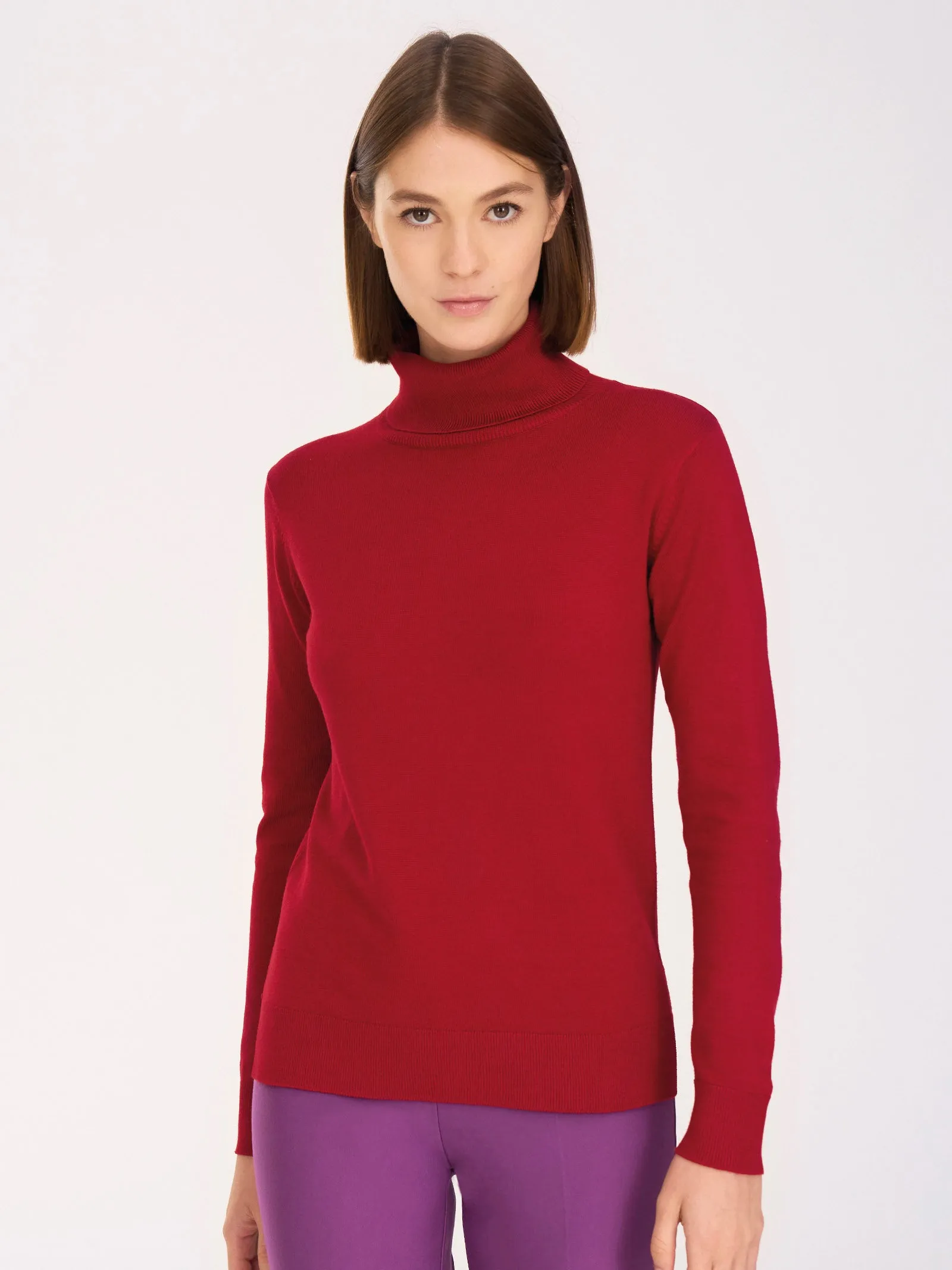 Maglia collo roulè in filato Winter Basic  - Avorio