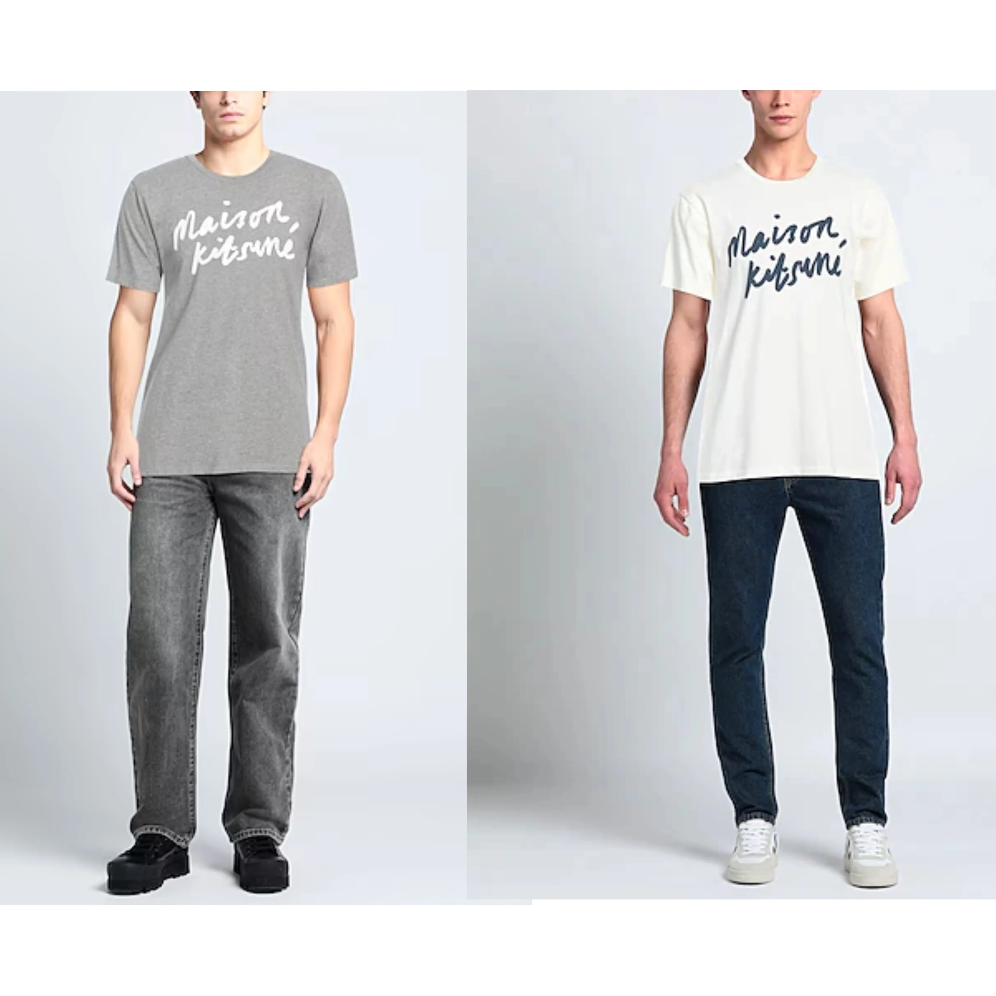 MAISON KITSUNE  |Unisex Chiffon Denim Faux Fur Street Style V-Neck U-Neck