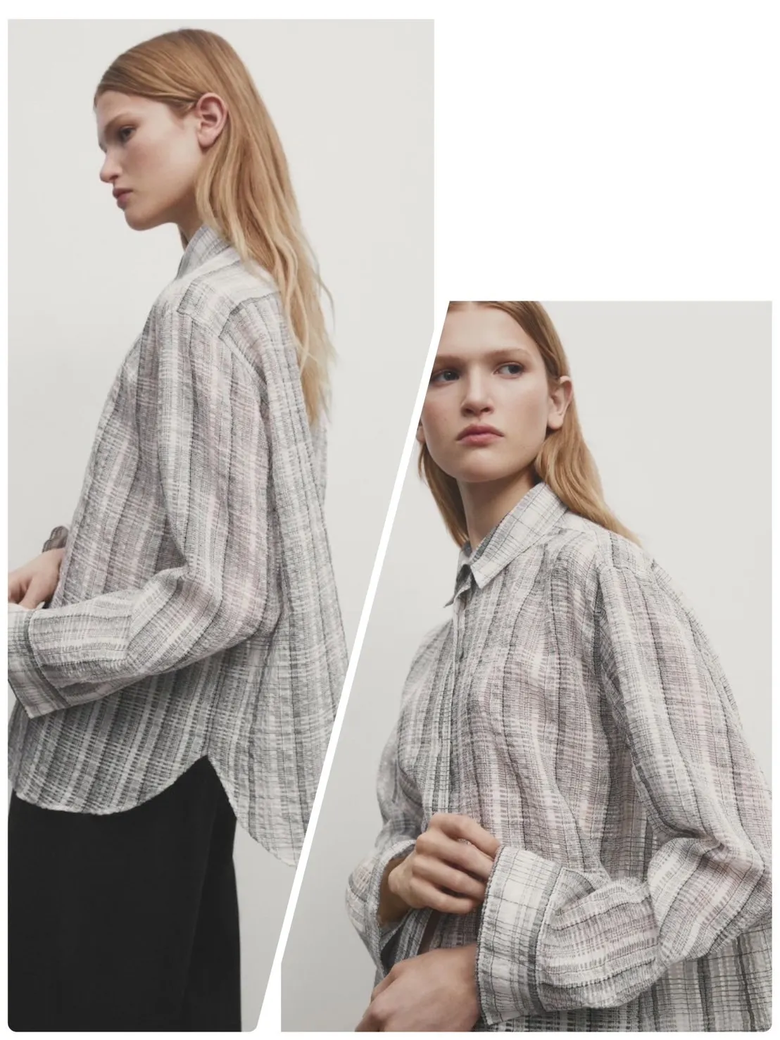 Massimo Dutti  |Other Plaid Patterns Casual Style Long Sleeves Cotton