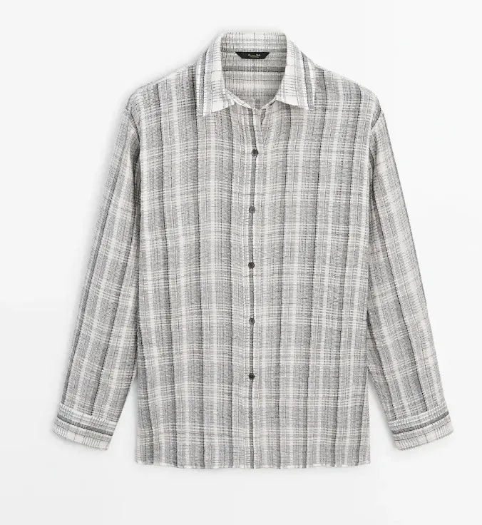 Massimo Dutti  |Other Plaid Patterns Casual Style Long Sleeves Cotton