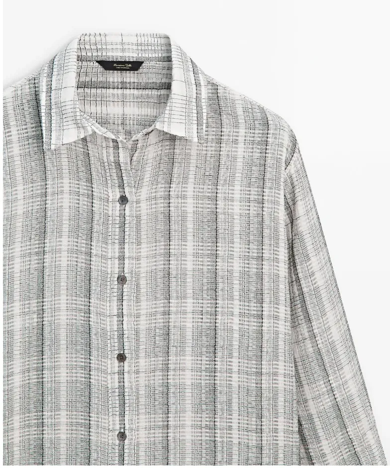 Massimo Dutti  |Other Plaid Patterns Casual Style Long Sleeves Cotton