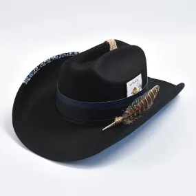 Men and Women Vintage Wide Brim Feather Decor Winter Cowboy Hat