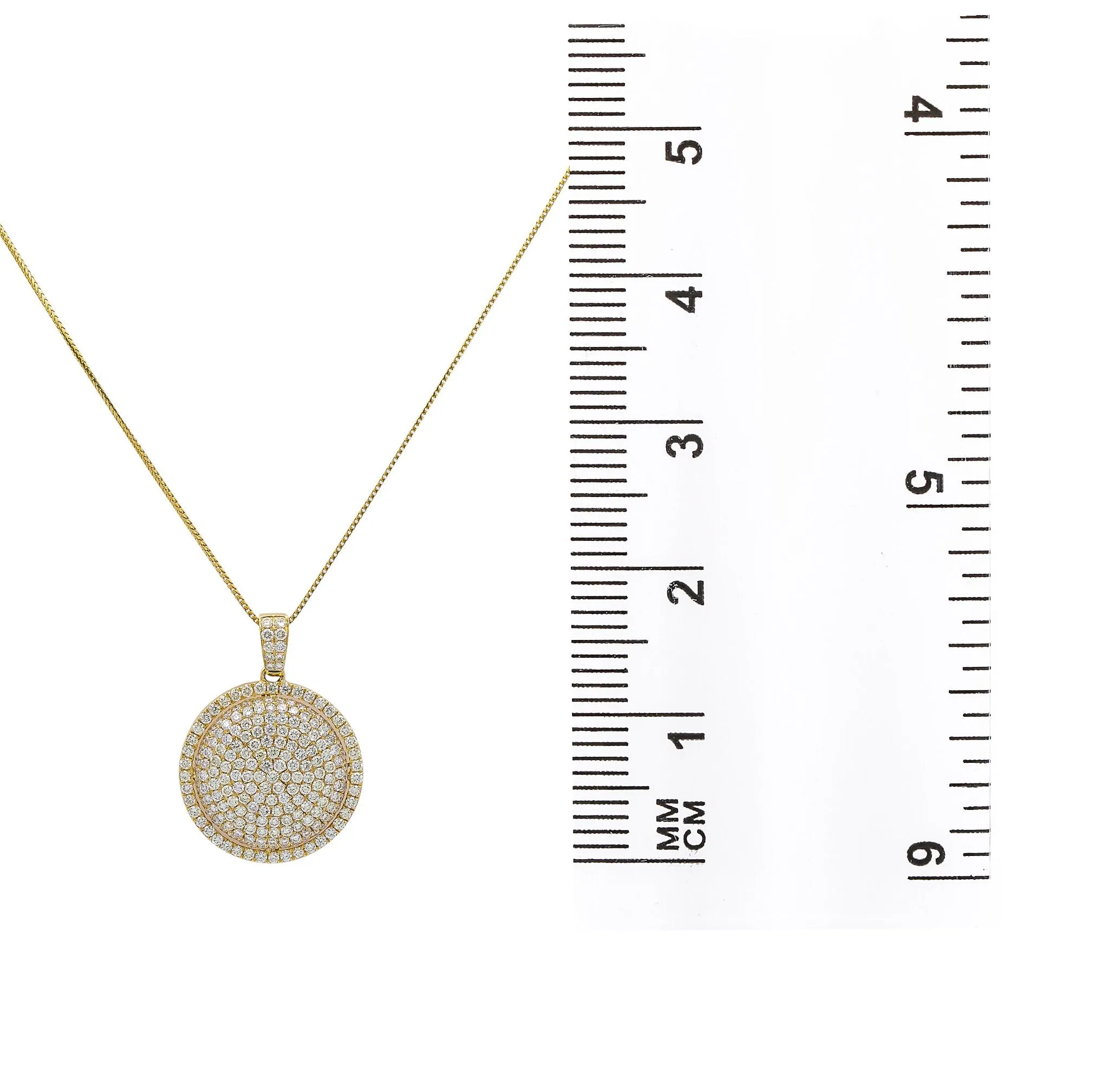 Men's 14K Yellow Gold Circle Pendant with 3.28 CT Diamonds