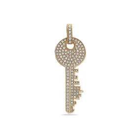 Men's 14K Yellow Gold Key Pendant with 1.25 CT Diamonds