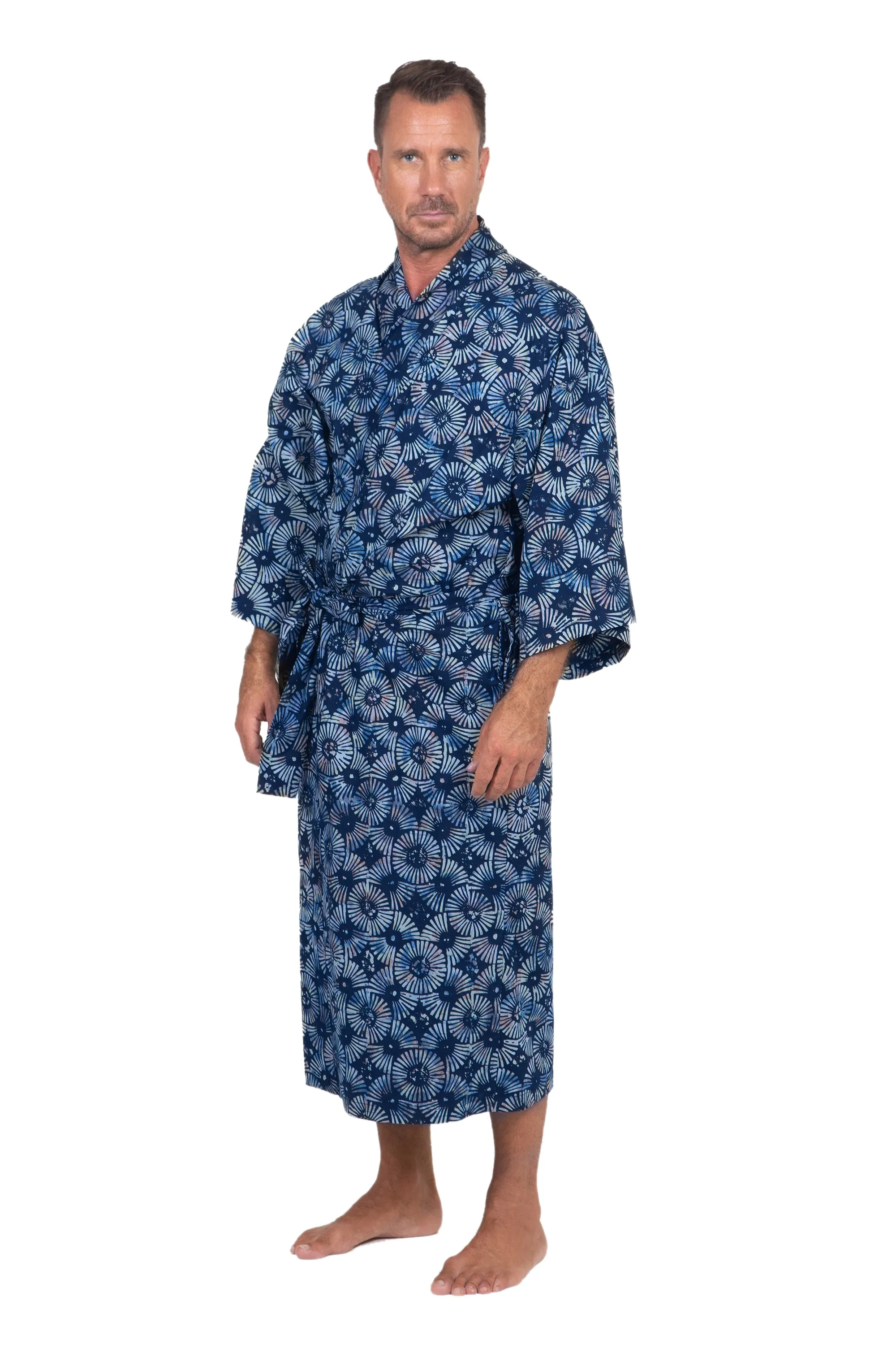 Men's Batik Cotton Robe, 