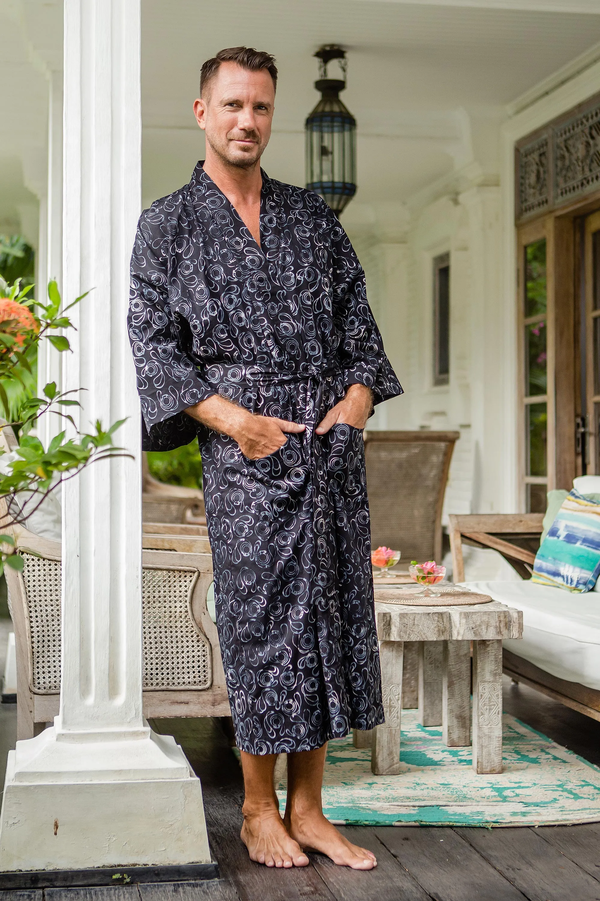 Men's Belted Cotton Robe, 