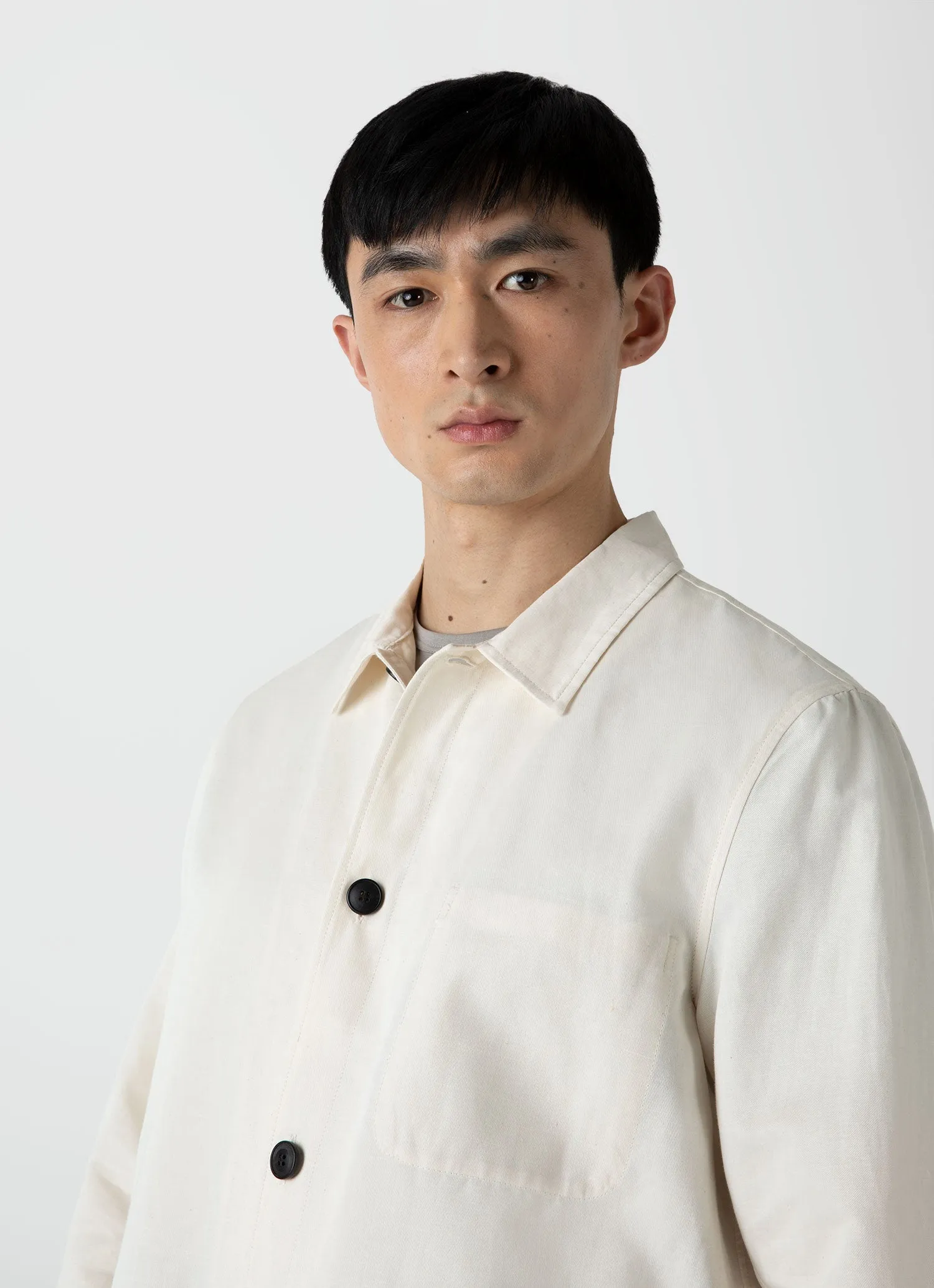 Men's Cotton Linen Twin Pocket Jacket in Undyed