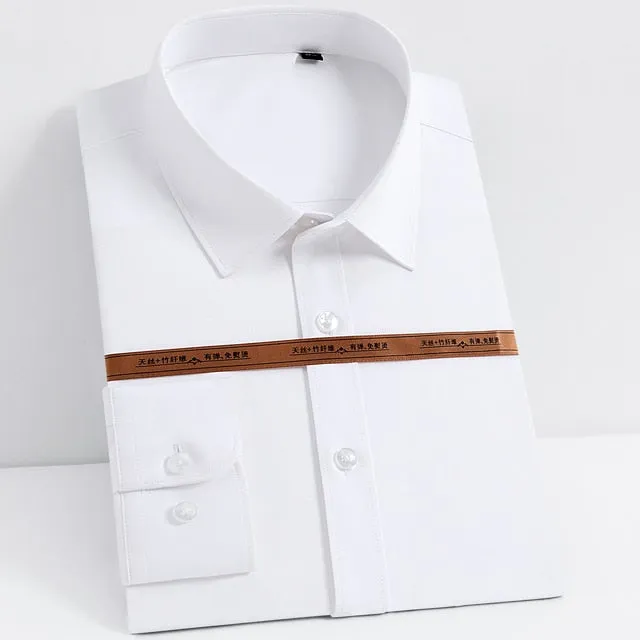 Men's White Wrinkle-resistant Comfortable Soft Long Sleeve Shirts