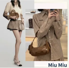 MiuMiu  |Other Plaid Patterns Casual Style Long Sleeves Elegant Style