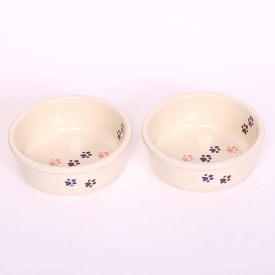 NEW! WALKING PAWS LARGE PINK PET DISH SET by Emerson Creek Pottery Made in USA Set, Large Pet2746