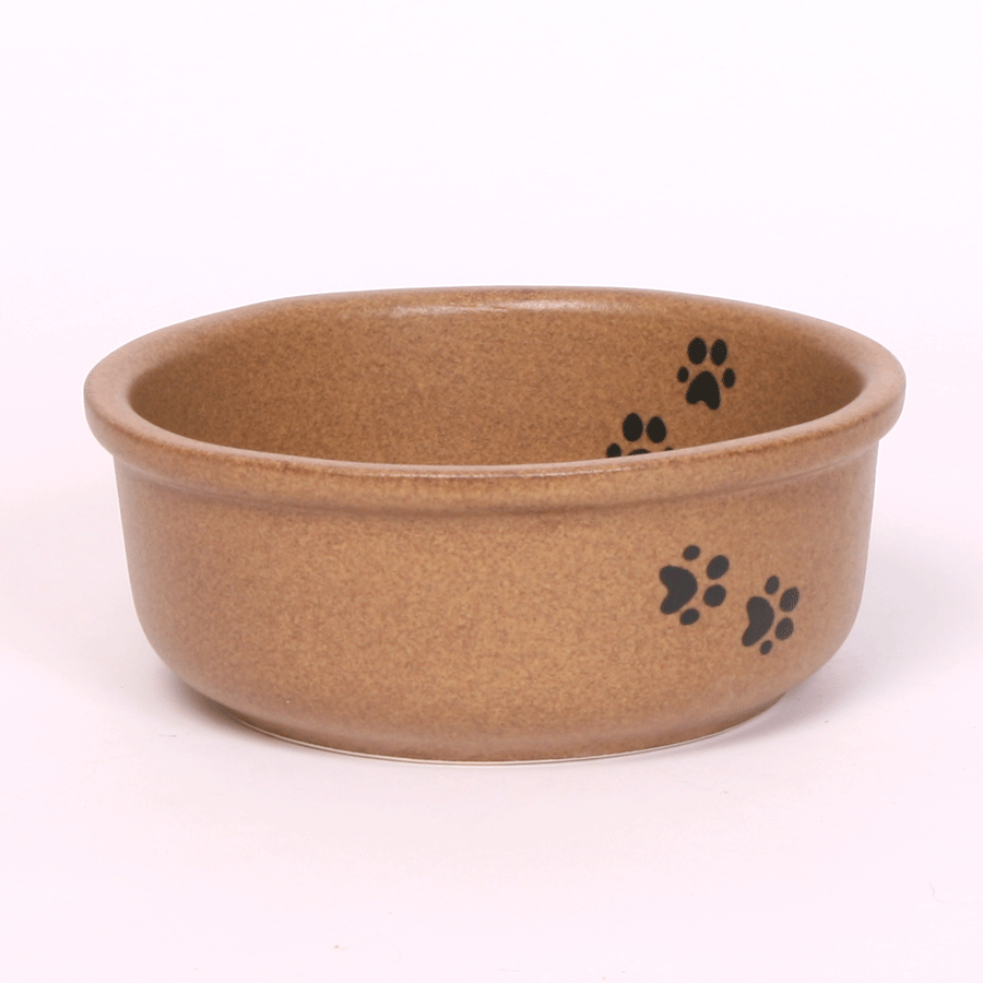 NEW! WALKING PAWS SMALL GO GREEN EARTHWARE PET DISH SET by Emerson Creek Pottery Made in USA Set, Small Pet2740