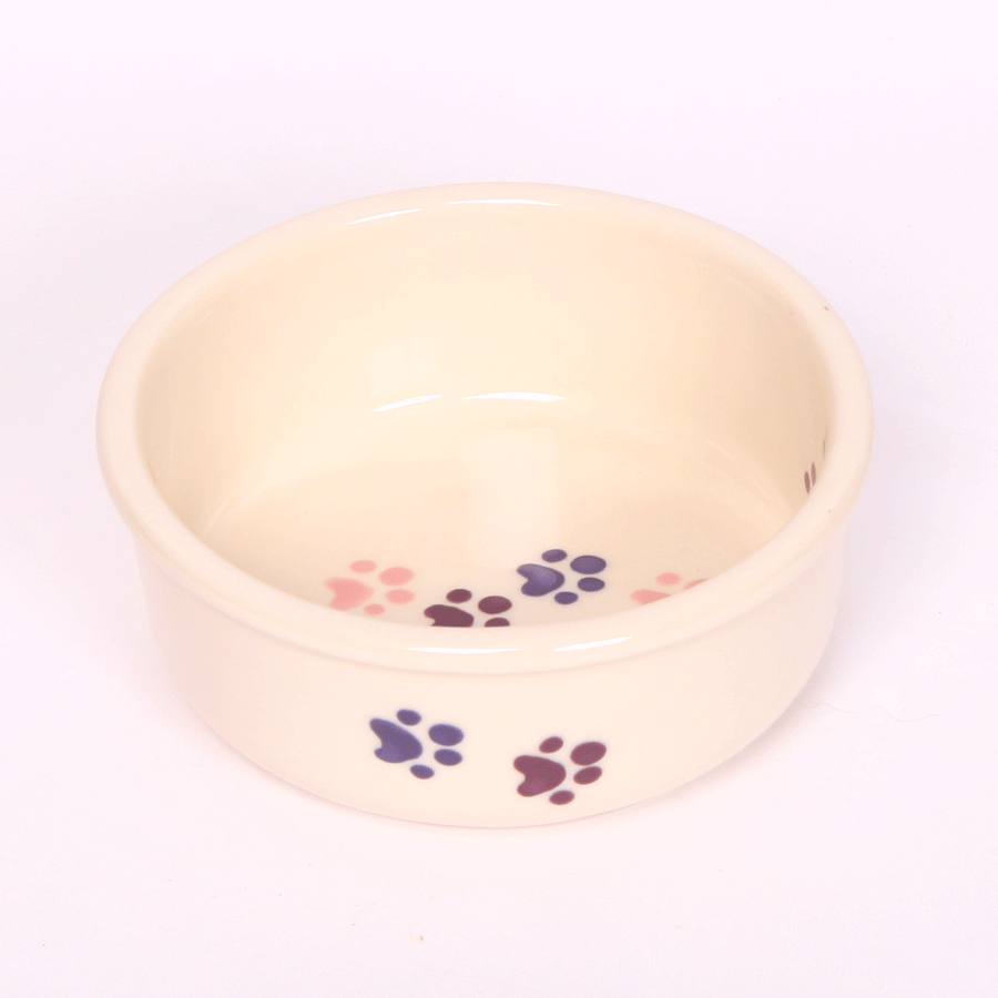 NEW! WALKING PAWS SMALL PINK PET DISH SET by Emerson Creek Pottery Made in USA Set, Small Pet2746